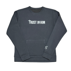 Trust In Him Pocket Sweatshirt -Cool Grey