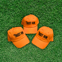Trust Him Distressed Hat - Black / Vibrant Orange